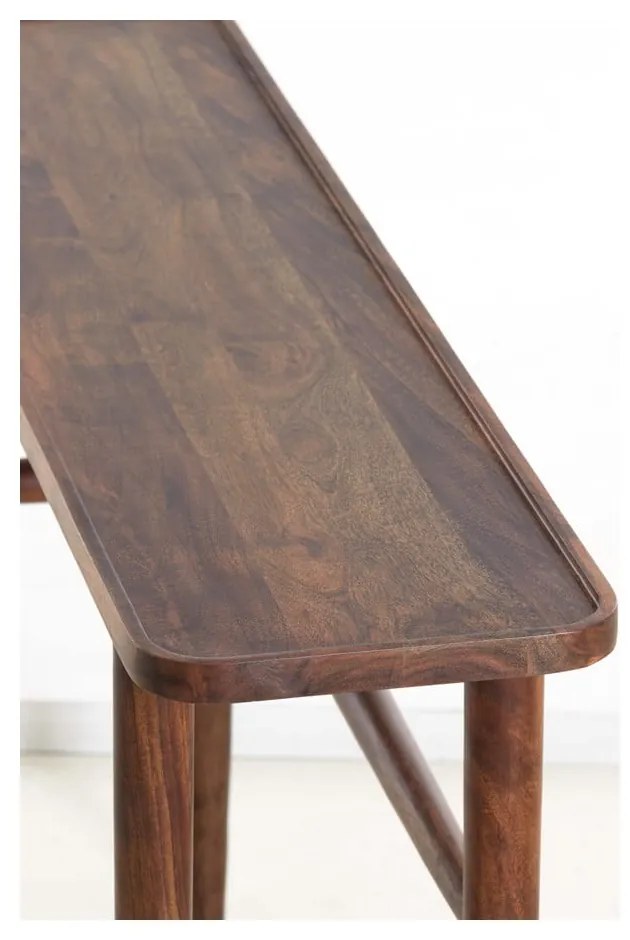 Brązowa konsola z litego drewna akacjowego 30x120 cm Qiano – Light &amp; Living