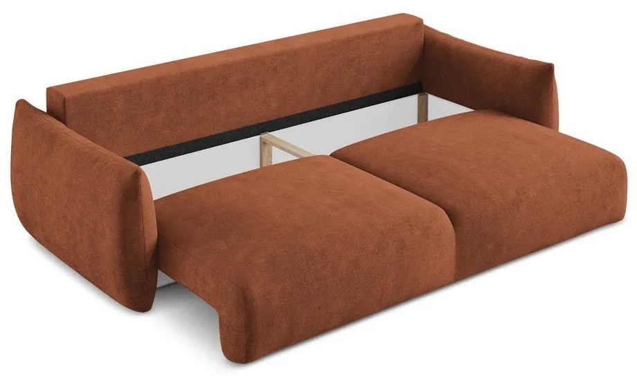Rozkładana sofa z tkaniny szenilowej w kolorze terakoty 230 cm Leila – Makamii