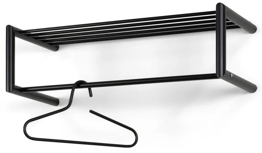 Czarny metalowy wieszak ścienny z półką 80 cm Smooth – Spinder Design