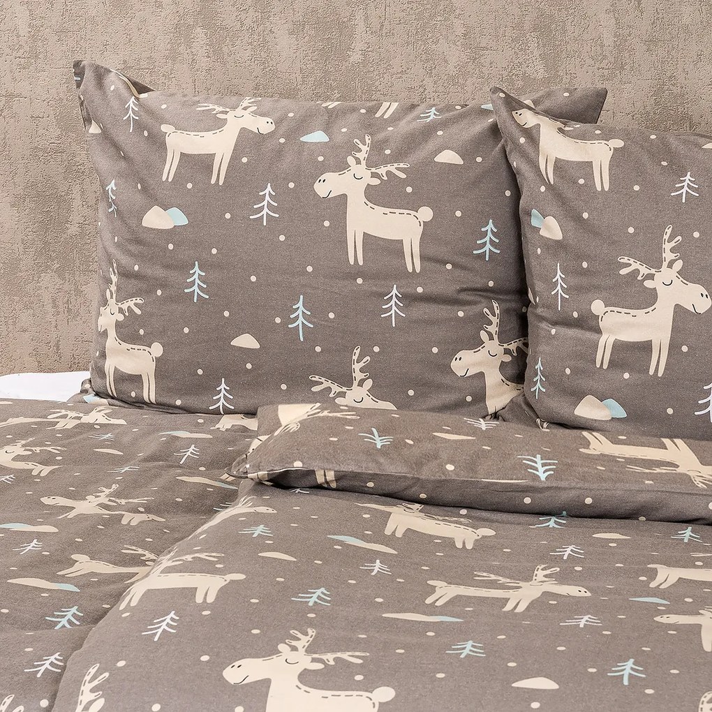 4Home Pościel flanelowa Happy reindeer, 220 x 200 cm, 2 szt. 70 x 90 cm