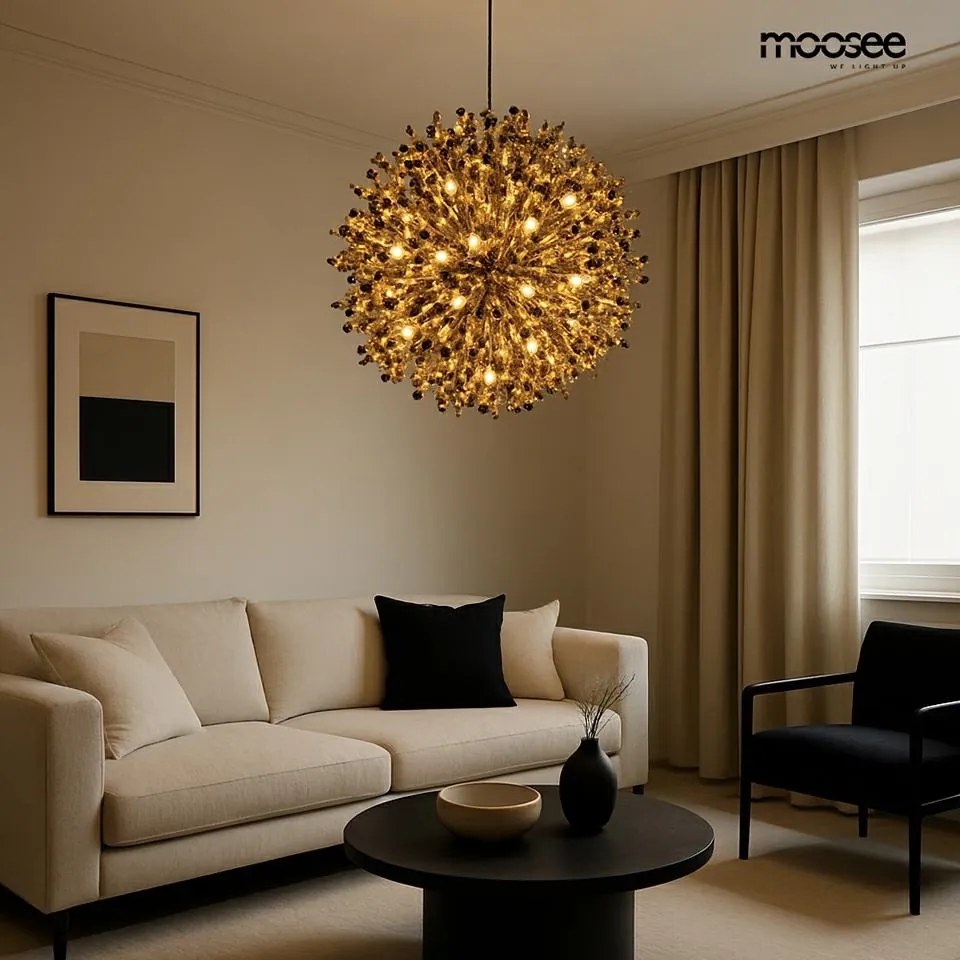 Designerska lampa wisząca Monete 65, złota