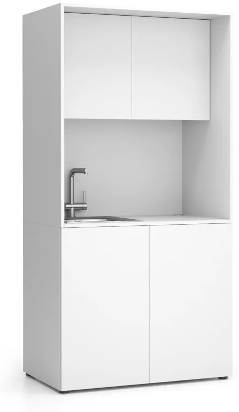 Kuchnia biurowa NIKA ze zlewem i kranem 1000 x 600 x 2000 mm, biały, lewo