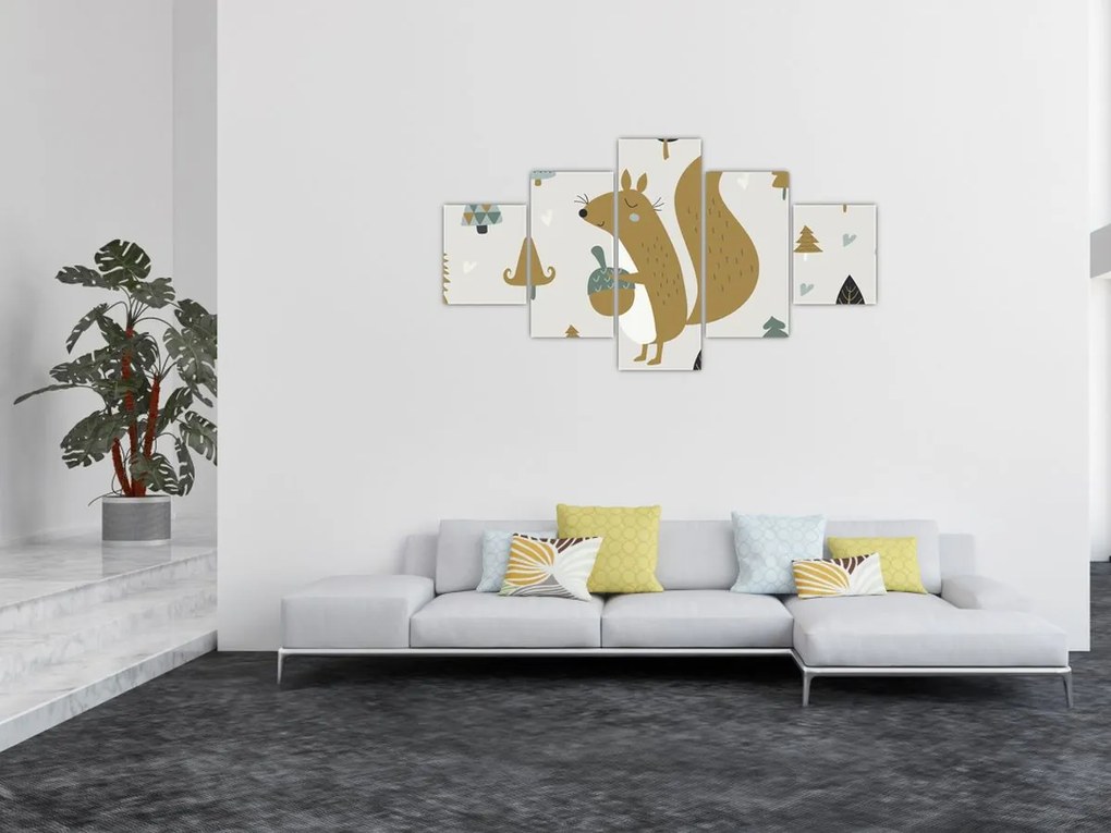 Obraz - Wiewiórka z orzechem (125x70 cm)