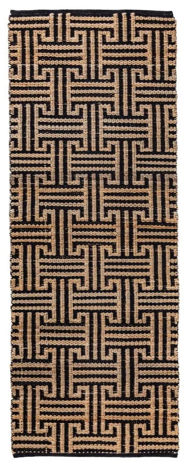 Czarno-naturalny chodnik z mieszanki juty tkany ręcznie 80x230 cm Meander Jute – Flair Rugs