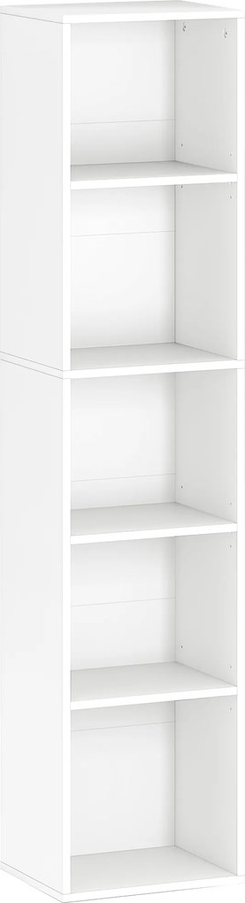 HOMCOM Regał na książki, 5 półek, regulowane półki, drewno, 30 x 24 x 133,5 cm, Biały