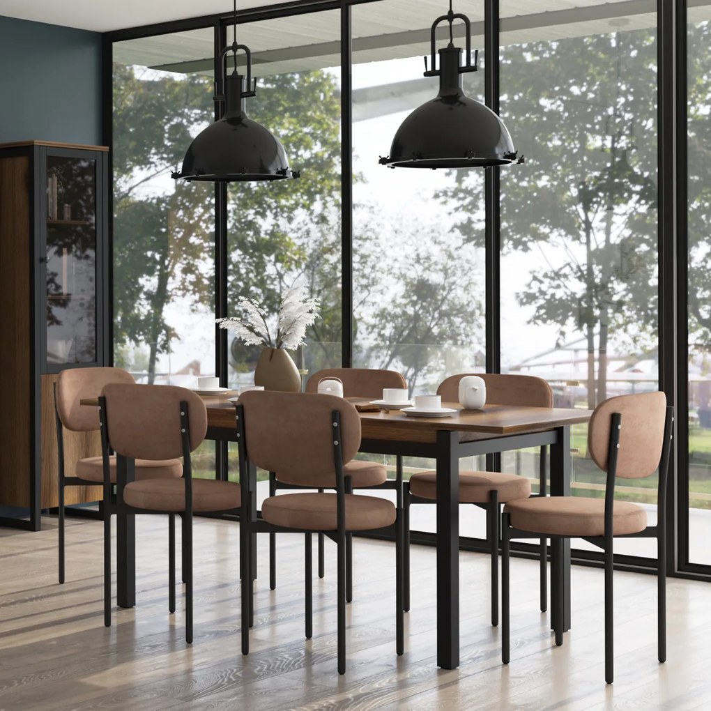 Stół Rozkładany Prostokątny Drewniany LIRE 140-175 cm Dąb delano Loft
