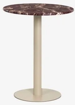 Okrągły Barowy Stół Z Naturalnego Kamienia Xiren Ø60 Cm & Beżowy Tapioka & Czerwony Marmur Cherry Gold - Sklum