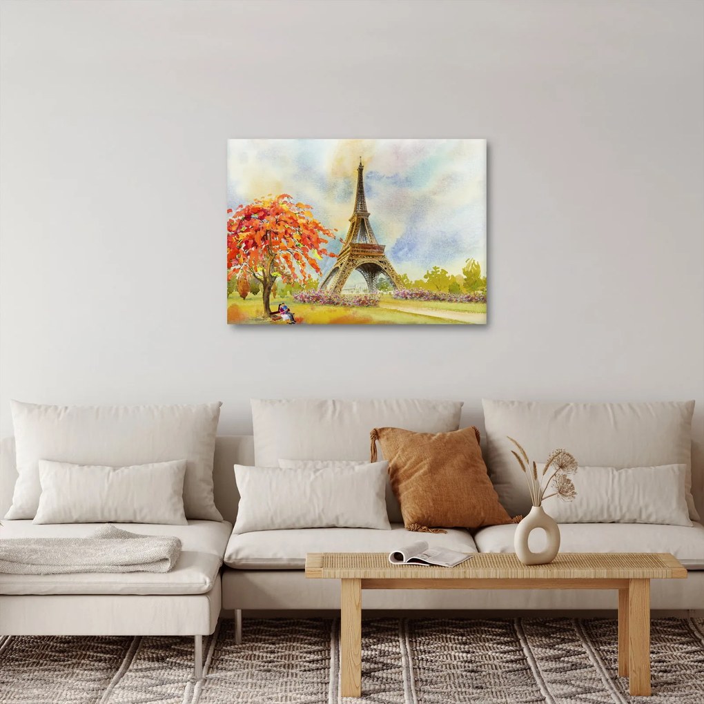 Malowany obraz Wieży Eiffla (70x50 cm)