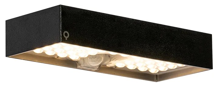 Zewnetrzna Lampa ścienna zewnętrzna czarna ze światłem ściemnianym i czujnikiem na panelach słonecznych - Kayo Nowoczesny Oswietlenie zewnetrzne