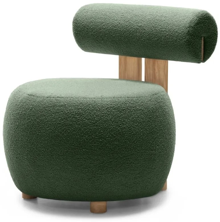Ciemnozielony designerski fotel HANNA, dąb