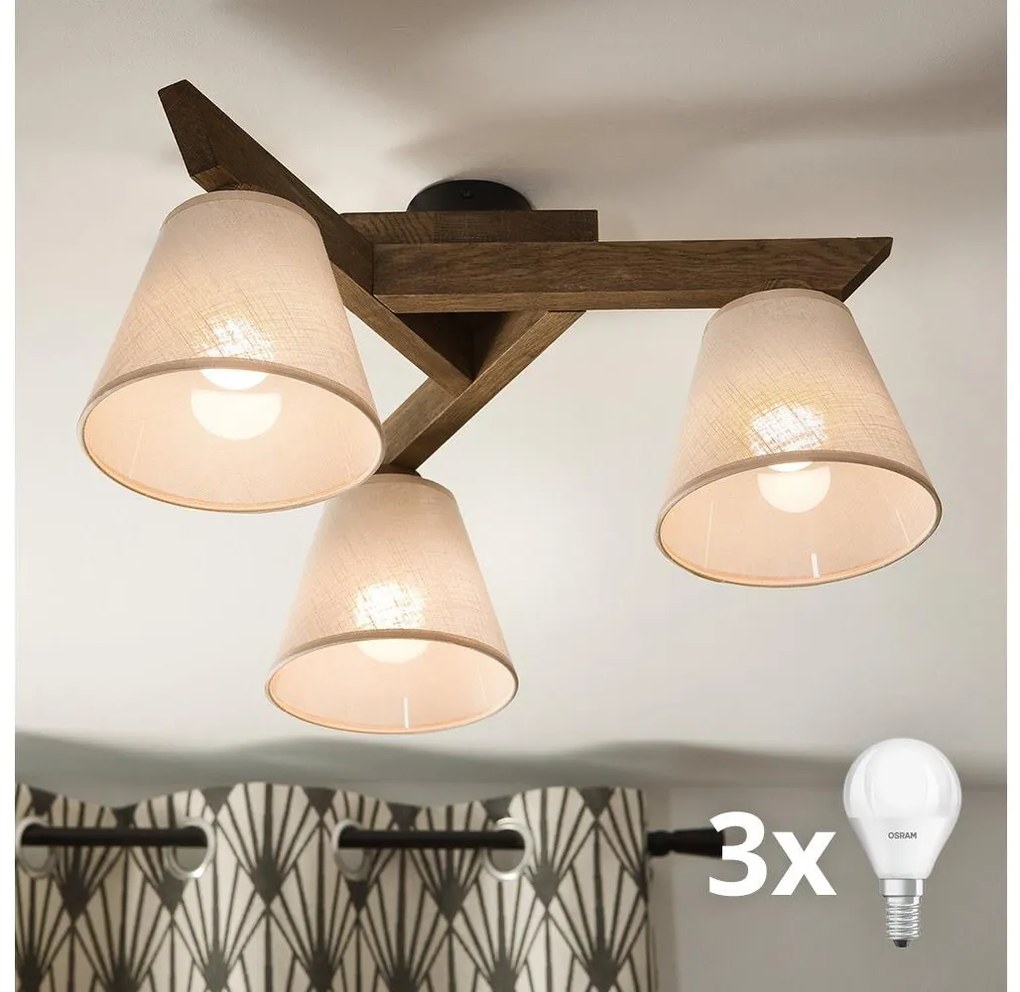 Brilagi - LED Przysufitowy żyrandol ANTHONY 3xE14/40W/230V dąb orzech/beżowy.