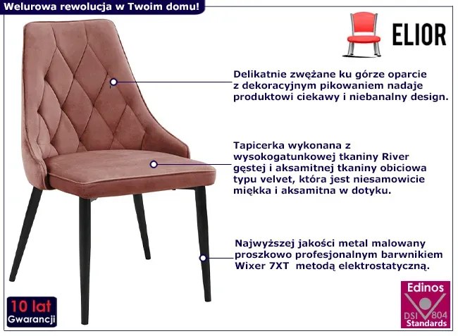 Tapicerowane różowe krzesło nowoczesne - Sageri 3X