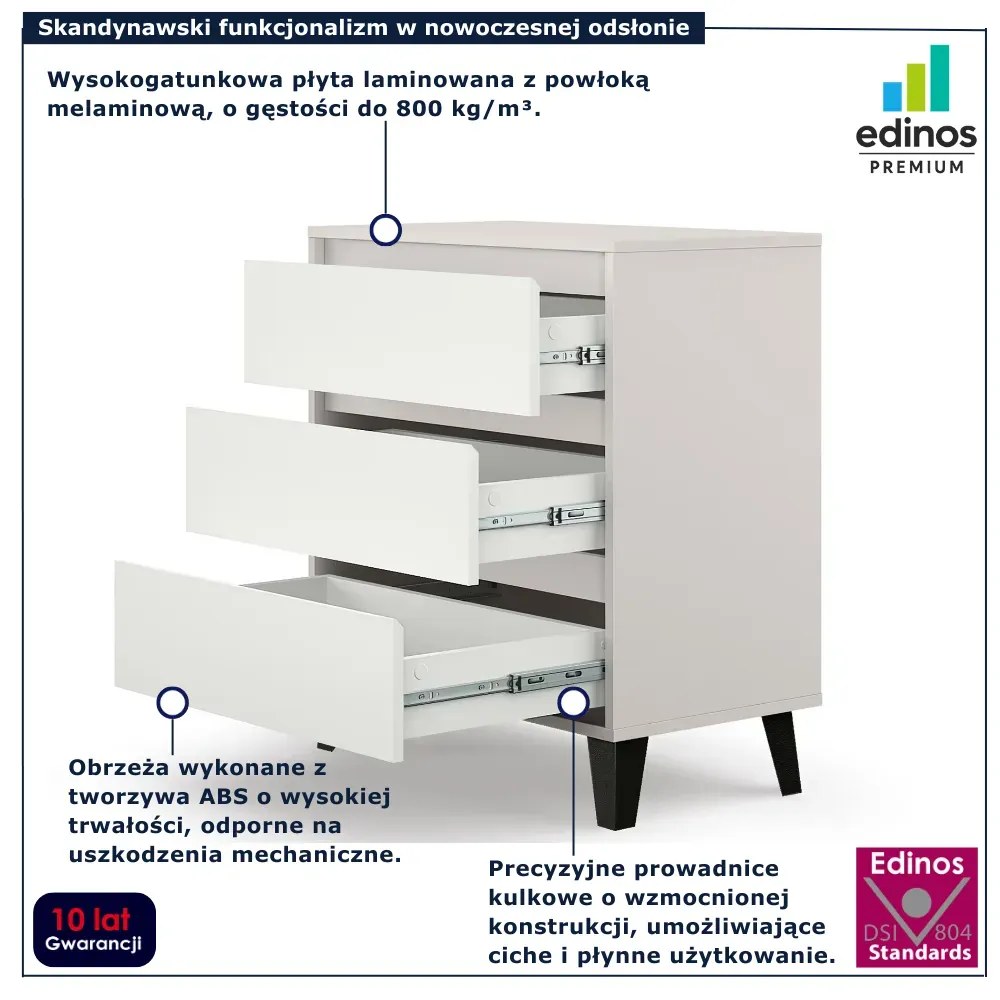 Komoda z 3 szufladami do przechowywania kaszmir + biały P4-K80
