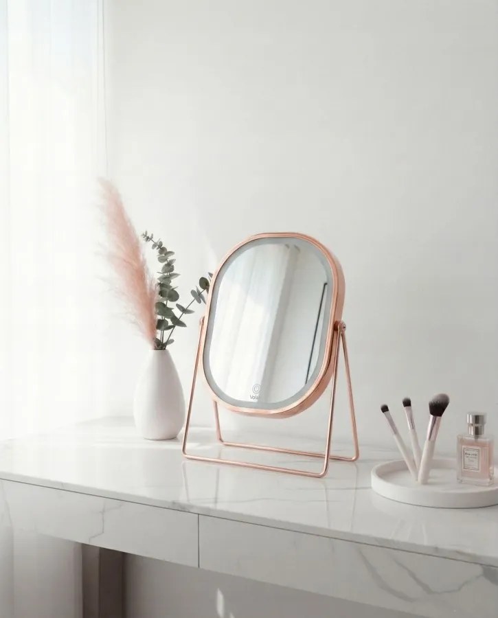 Lusterko Do Makijażu PREMIUM Kosmetyczne POŁYSK Metalowe PODŚWIETLANE LED