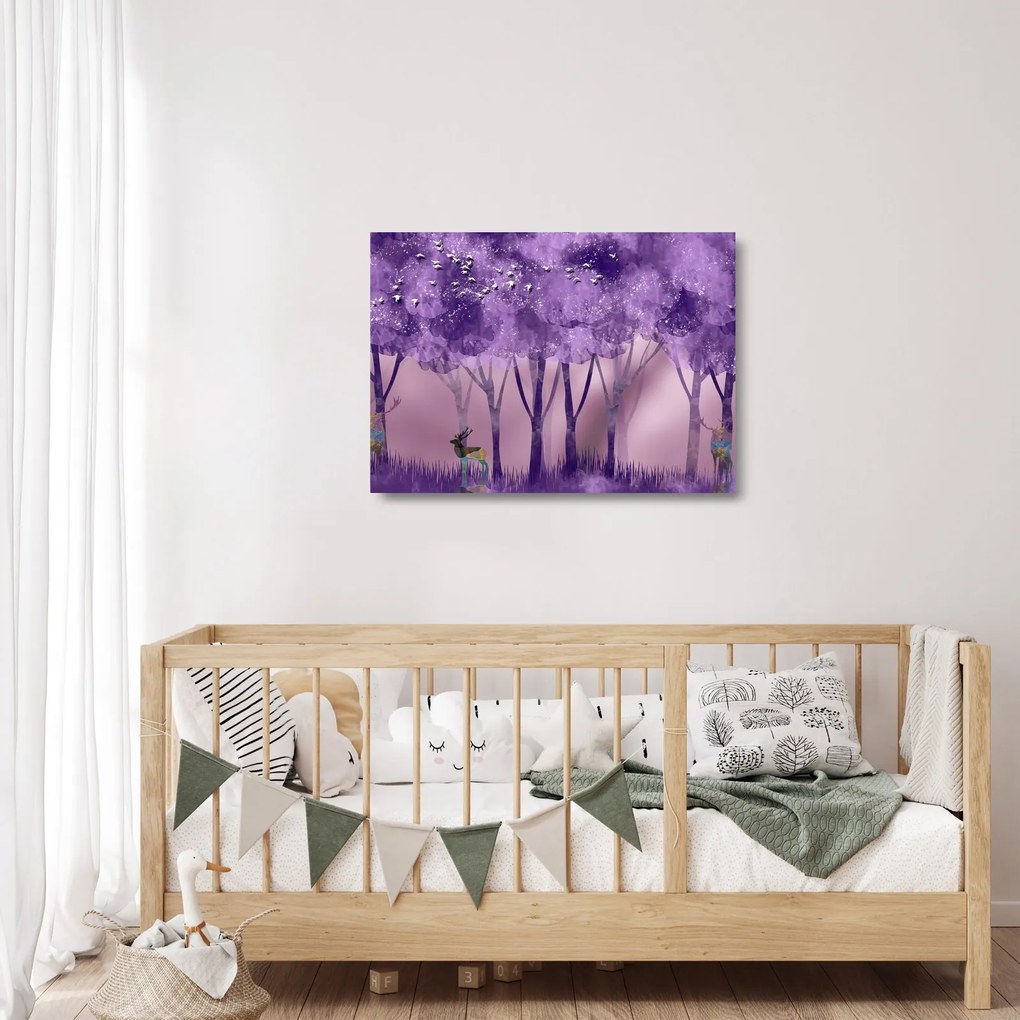 Obraz na szkle - Jeleń w magicznym lesie (70x50 cm)