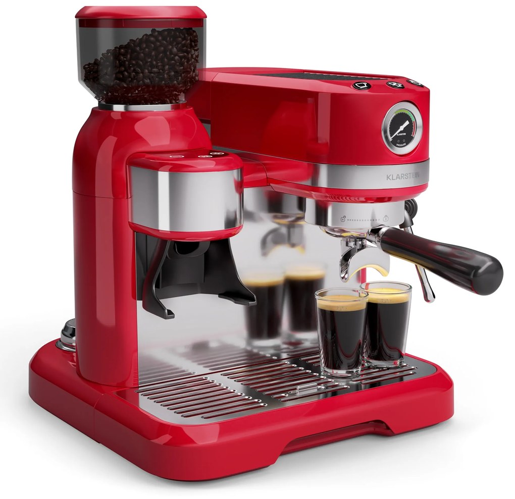 Klarstein Bella Café 1550W 19bar Ekspres Kolbowy Czerwony