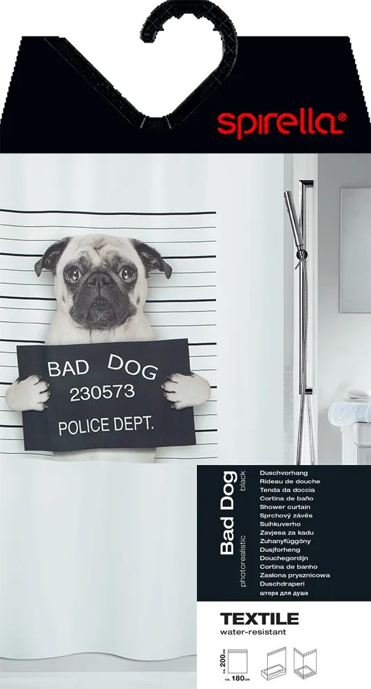 Zasłona prysznicowa 180x200 cm Bad Dog – Spirella