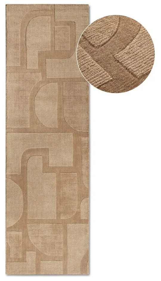 Beżowy wełniany chodnik tkany ręcznie 80x250 cm Alexis – Villeroy&amp;Boch