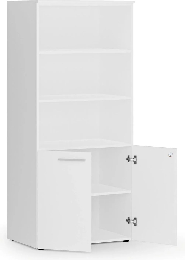 Szafa biurowa z drzwiami niskimi PRIMO WHITE, 800 x 500 x 1781 mm, biały