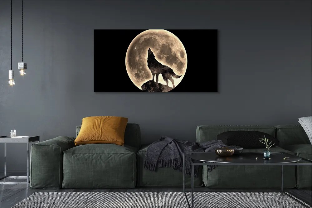 Obraz canvas na ścianę Wilk na Tle Księżyca