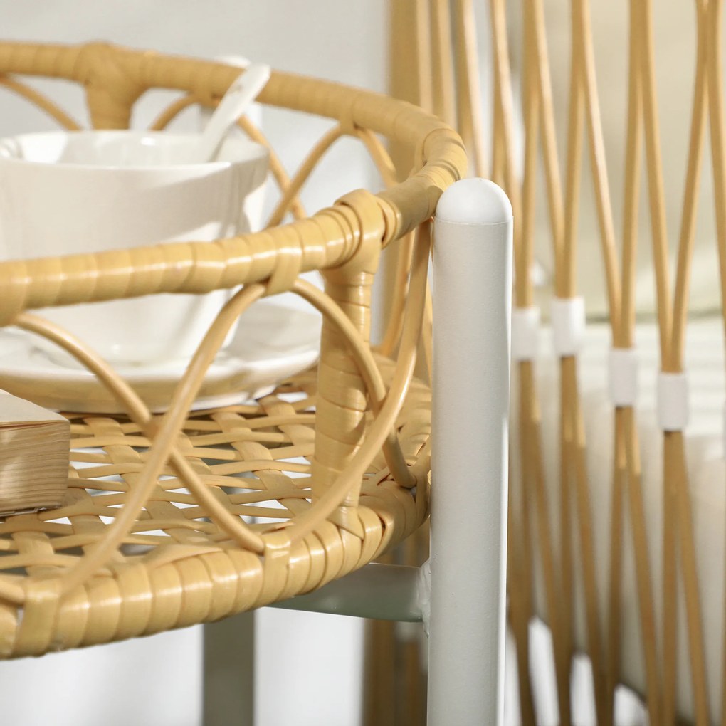 Outsunny Zestaw Mebli Ogrodowych z Rattanu Żółty+Kremowy 3-częściowy | Aosom PL