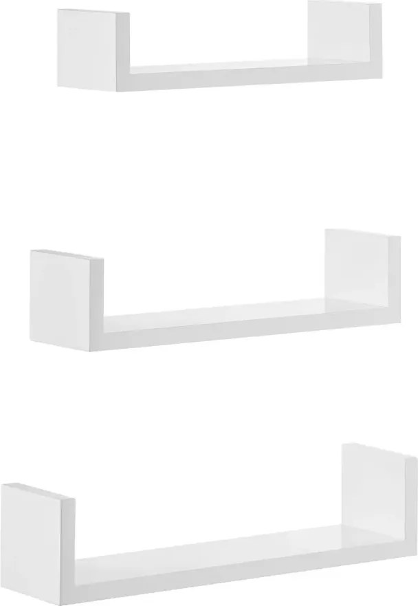 Komplet 3 białych półek ściennych nowoczesnych E6-N01