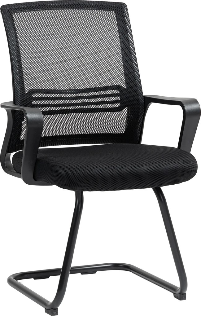 HOMCOM Ergonomiczny fotel, tkanina siatkowa, pianka, metalowe nogi, podstawa na płozach, czarny