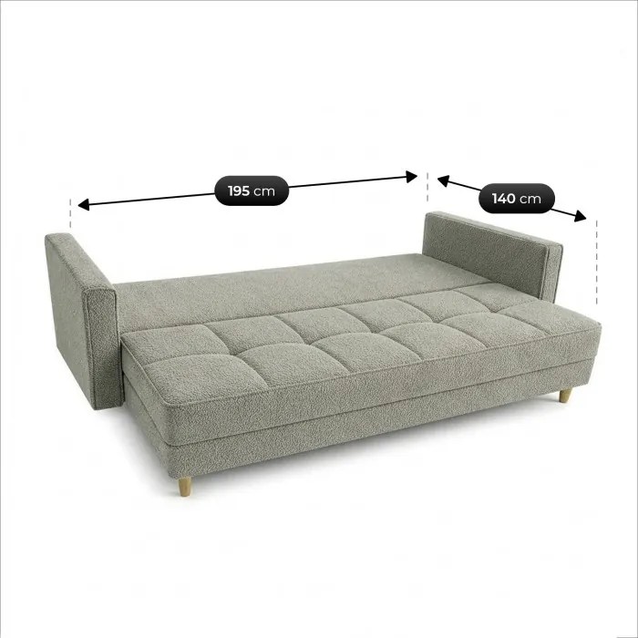 Sofa z Funkcją Spania LONAR Szara Boucle Nowoczesna