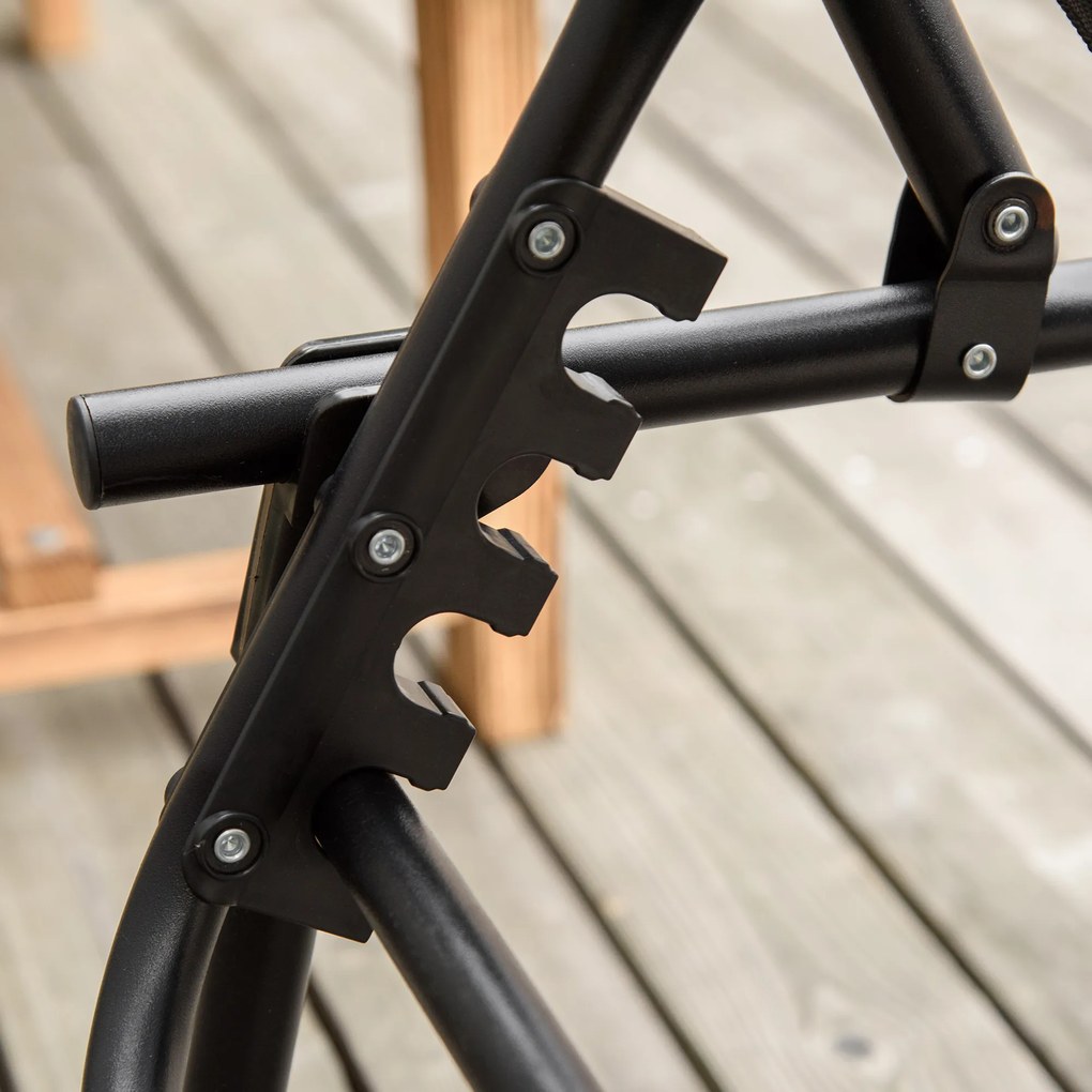 Outsunny Leżak Składany Ogrodowy Czarny Stal i Tkanina Siatkowa 4 Stopnie Regulacji Oparcia 197x58x76cm | Aosom PL