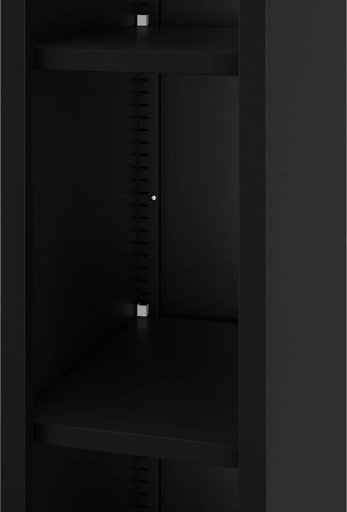 Regał metalowy wąski, archiwizacyjny na dokumenty czarny: TIM 250 x 1950 x 400 mm