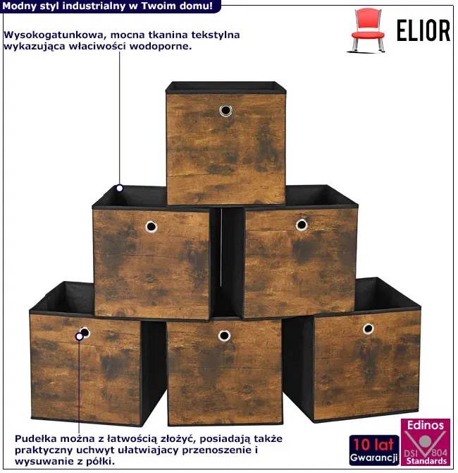 Zestaw 6 Industrialnych Składanych Organizerów E6-H37