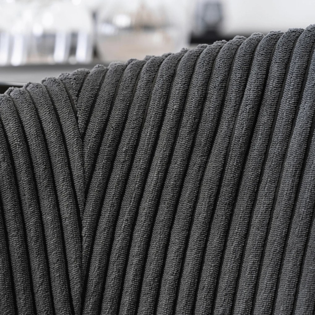 Zestaw Stół Okrągły LINO 100 cm Orzech/Czarny i 4 Krzesła Sztruksowe TINKA Czarne Nowoczesne Loft