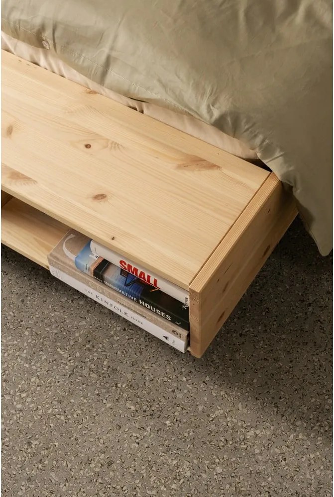 Łóżko jednoosobowe z litego drewna sosnowego bez zagłówka ze stelażem 120x200 cm w naturalnym kolorze Merge – Karup