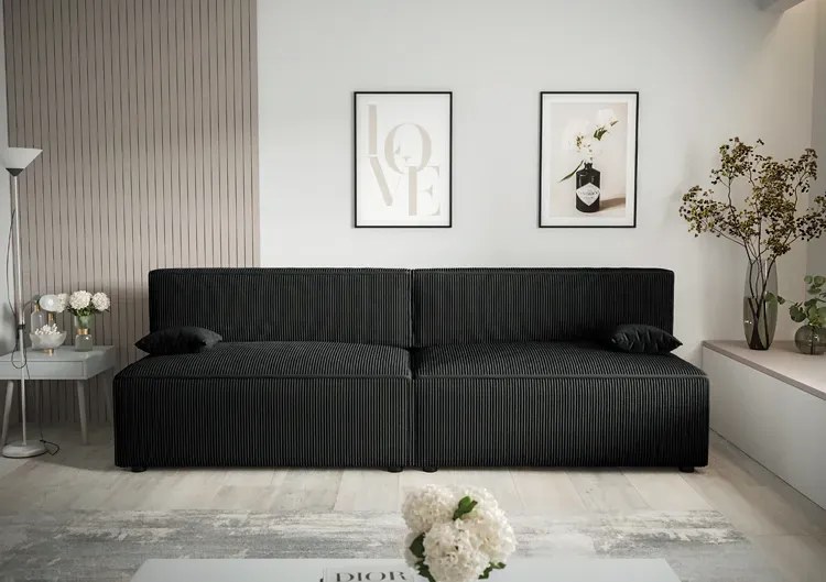 Czarna rozkładana sofa sztruksowa - Lider 3X