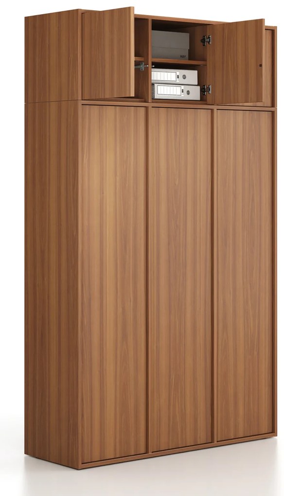 Nadstawka do szaf FRAME, 3x drzwi, 1299 x 450 x 427 mm, PUSH-lock, orzech