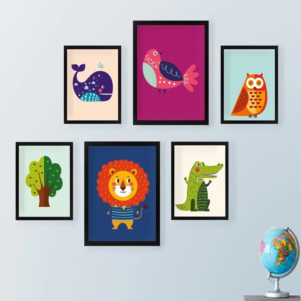Obrazki dziecięce zestaw 6 szt. Animals – Wallity