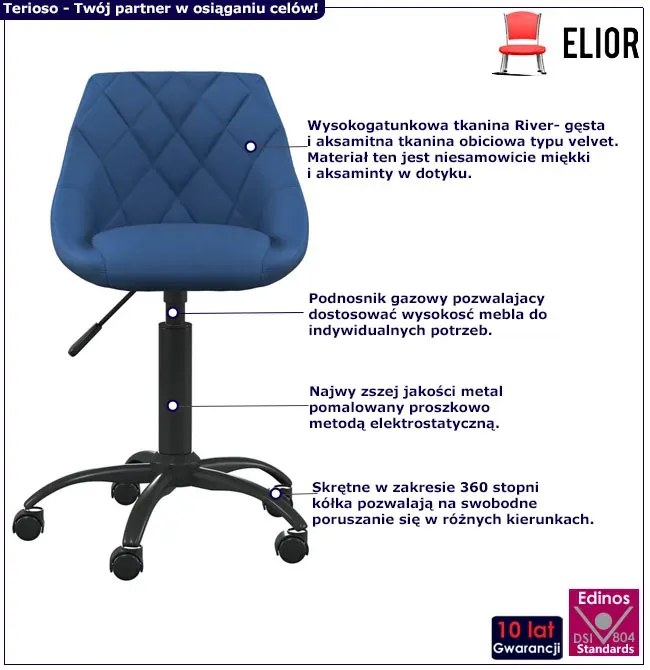 Niebieski fotel obrotowy do biura T5-S27