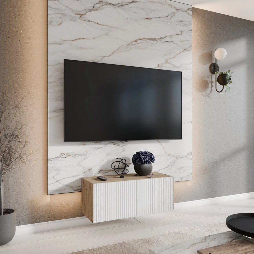 Szafka RTV wisząca VAREN 100 cm do Salonu pod Telewizor - Dąb artisan