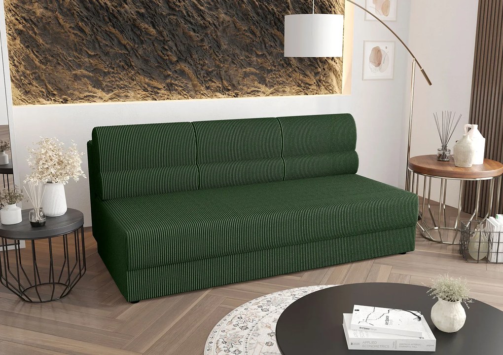 Zielona rozkładana sofa z pojemnikiem D7-B01