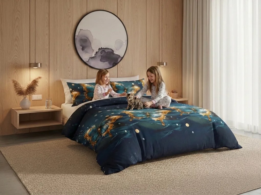 PrzytulneMieszkanie.pl PrzytulneMieszkanie.pl Pościel z mikrofibry MYSTIC BUTTERFLY niebieska Rozmiar pościeli: 70 x 80 cm | 140 x 200 cm