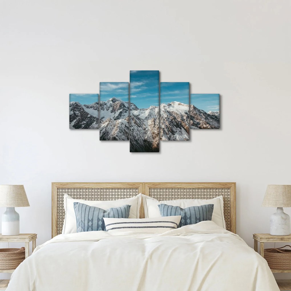 Obraz ośnieżonych szczytów, Fiordland (125x70 cm)