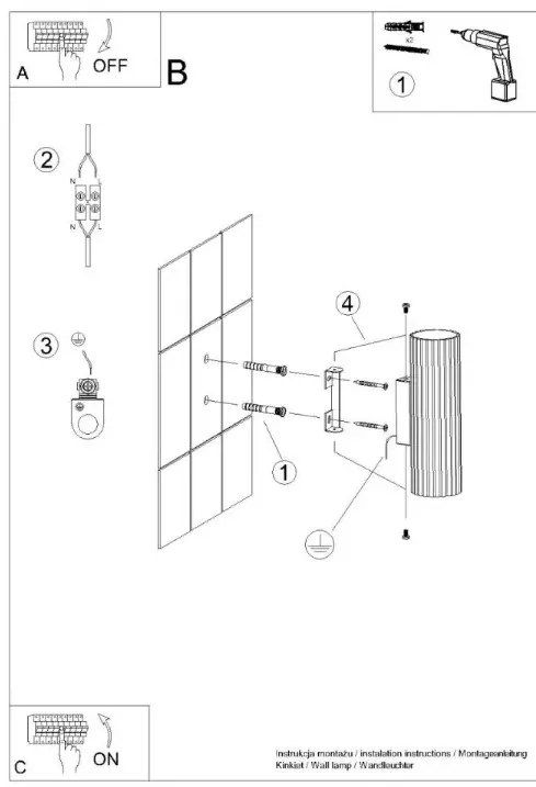 Kinkiet KARBON 20 zielony oliwkowy ryflowany SOLLUX  LIGHTING
