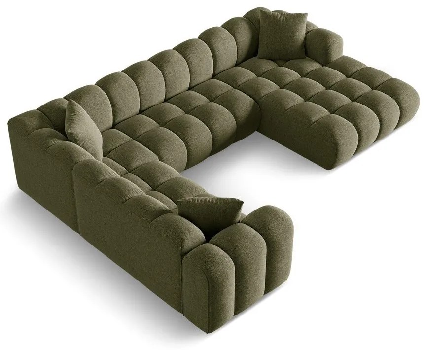 Zielony narożnik z tkaniny szenilowej (lewostronny/w kształcie litery U) Treno – Cosmopolitan Design