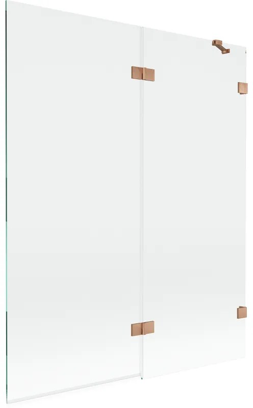 Mexen Lunar parawan nawannowy 2-skrzydłowy prawy 140 x 150 cm, transparent, miedź szczotkowana - 897-140-100-65-00-P