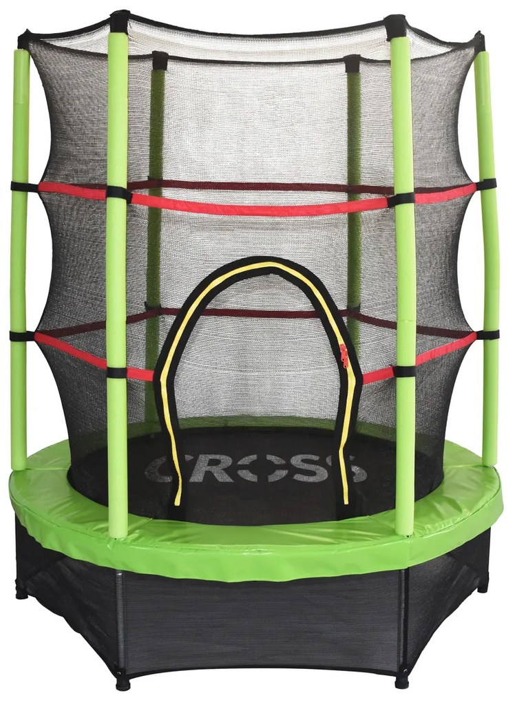 Trampolina CROSS z siatką, zielono-czarna, 140 x140 x 160 cm