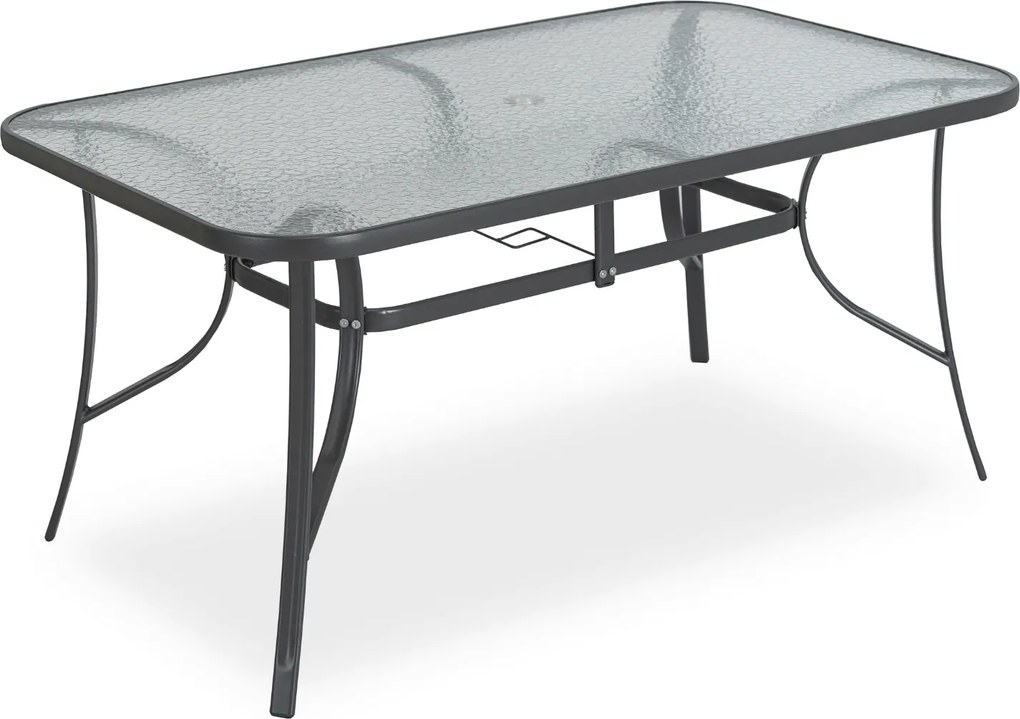 Zestaw Mebli Ogrodowych NEBRASKA Szary 6 Krzeseł Stół Tarasowy Parasol Nowoczesny