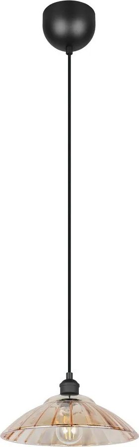 Czarno-bursztynowae metalowa lampa wisząca ze szklanym kloszem ø 29,5 cm Eluna – Reality