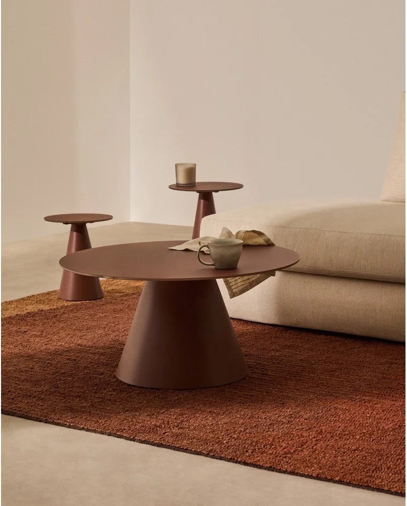 Okrągły stolik ze szklanym blatem w kolorze terakoty ø 80 cm Wilshire – Kave Home