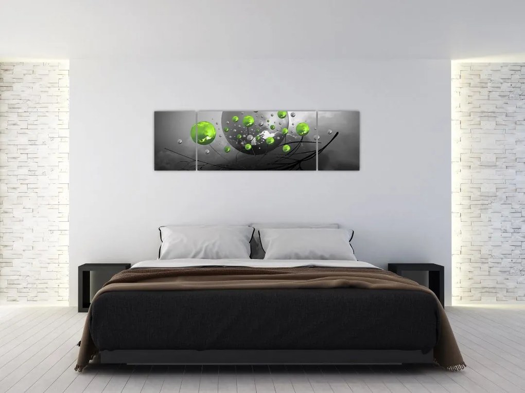 Obraz zielonych abstrakcyjnych kul (170x50 cm)