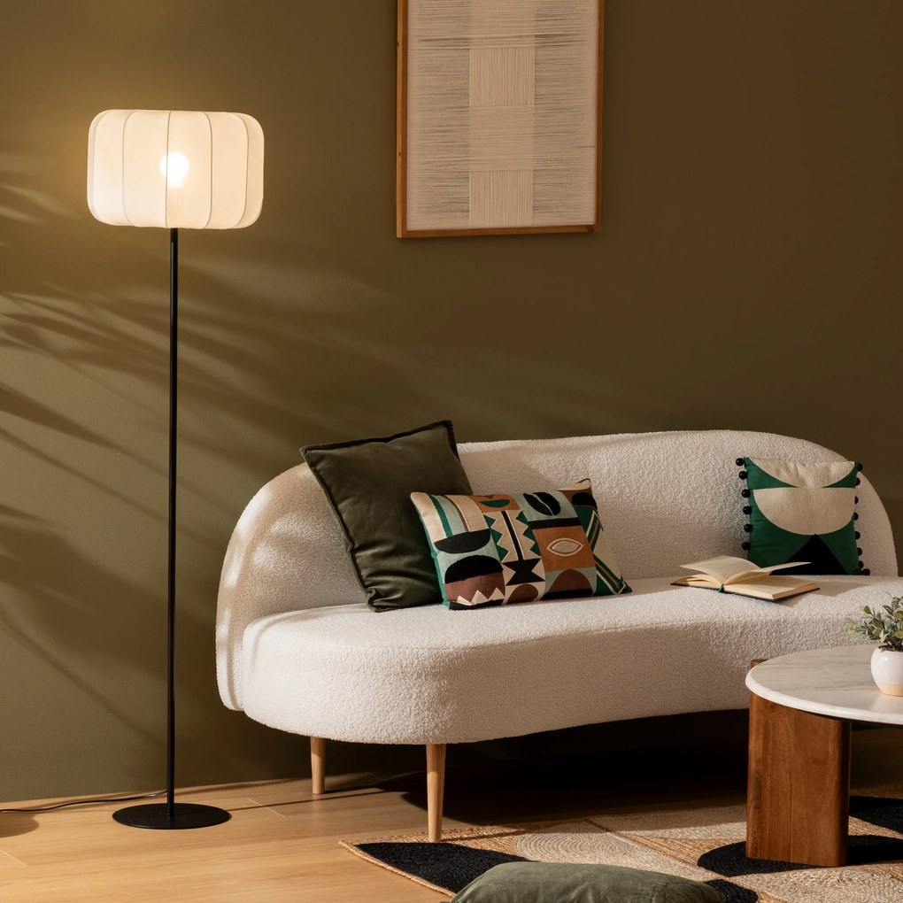 Lampka stojąca do salonu TOBIE z bawełnianym abażurem, Ø 37 x 150 cm